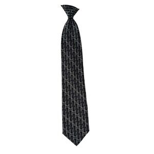 Puritan Geo Print Men's Clip-On Tie Gray‎ Black Tan Shapes 20" B14Q